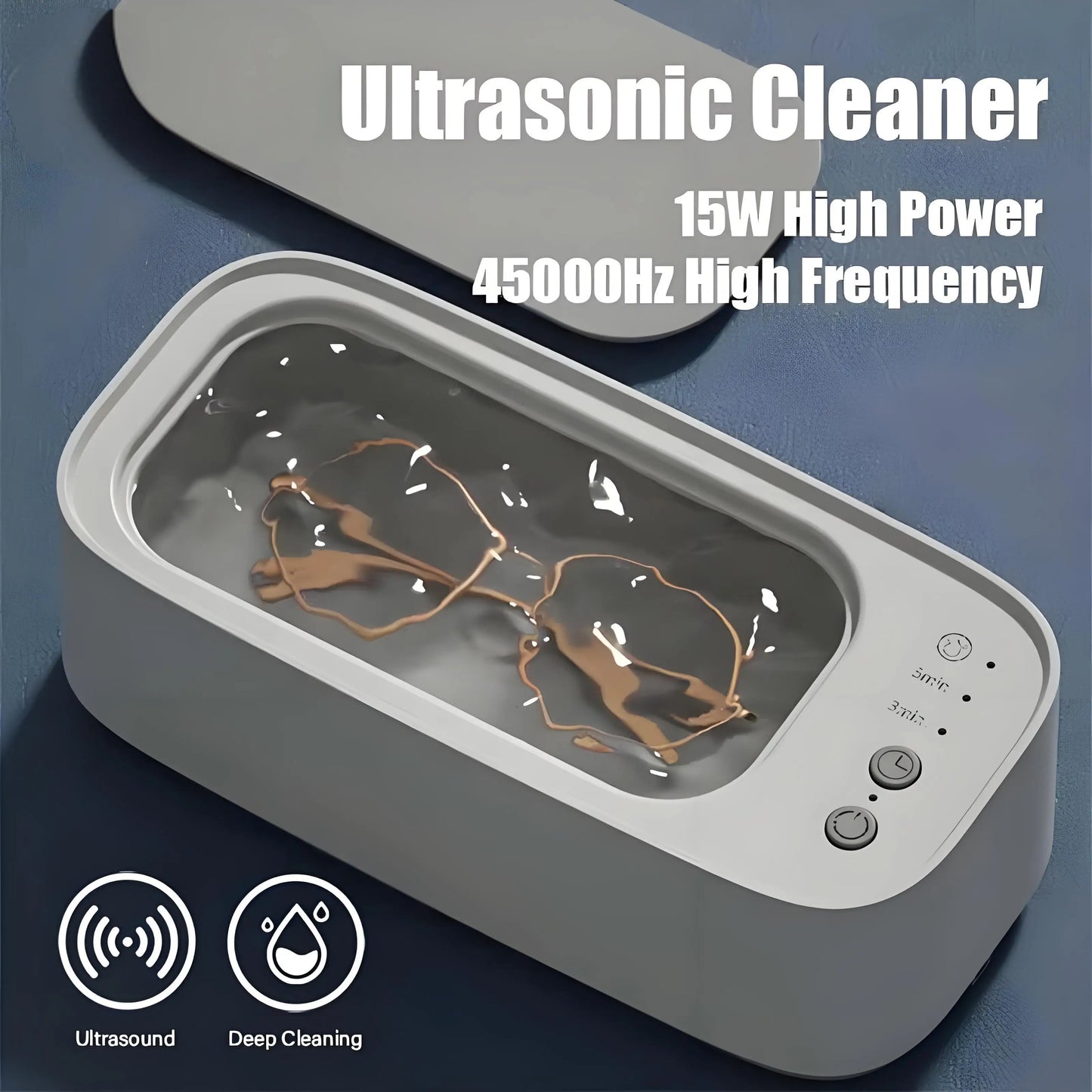PureWave™ 45KHZ Ultrasonic Glasses & Jewelry Cleaner – Compact High Frequency Deep Cleaning Machine